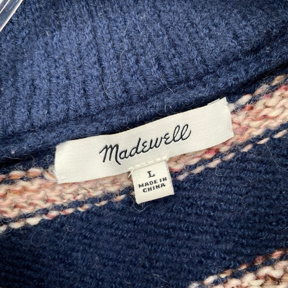 Madewell Striped Metcalf Mockneck Wool Blend Knit Sweater - Picture 5 of 6